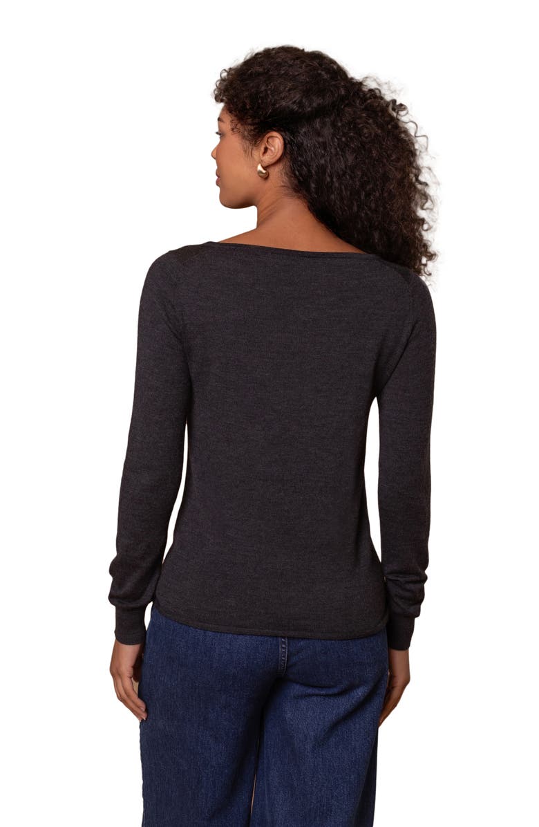Celtic & Co. MERINO FINE KNIT BOAT NECK SWEATER, Alternate, color, Charcoal