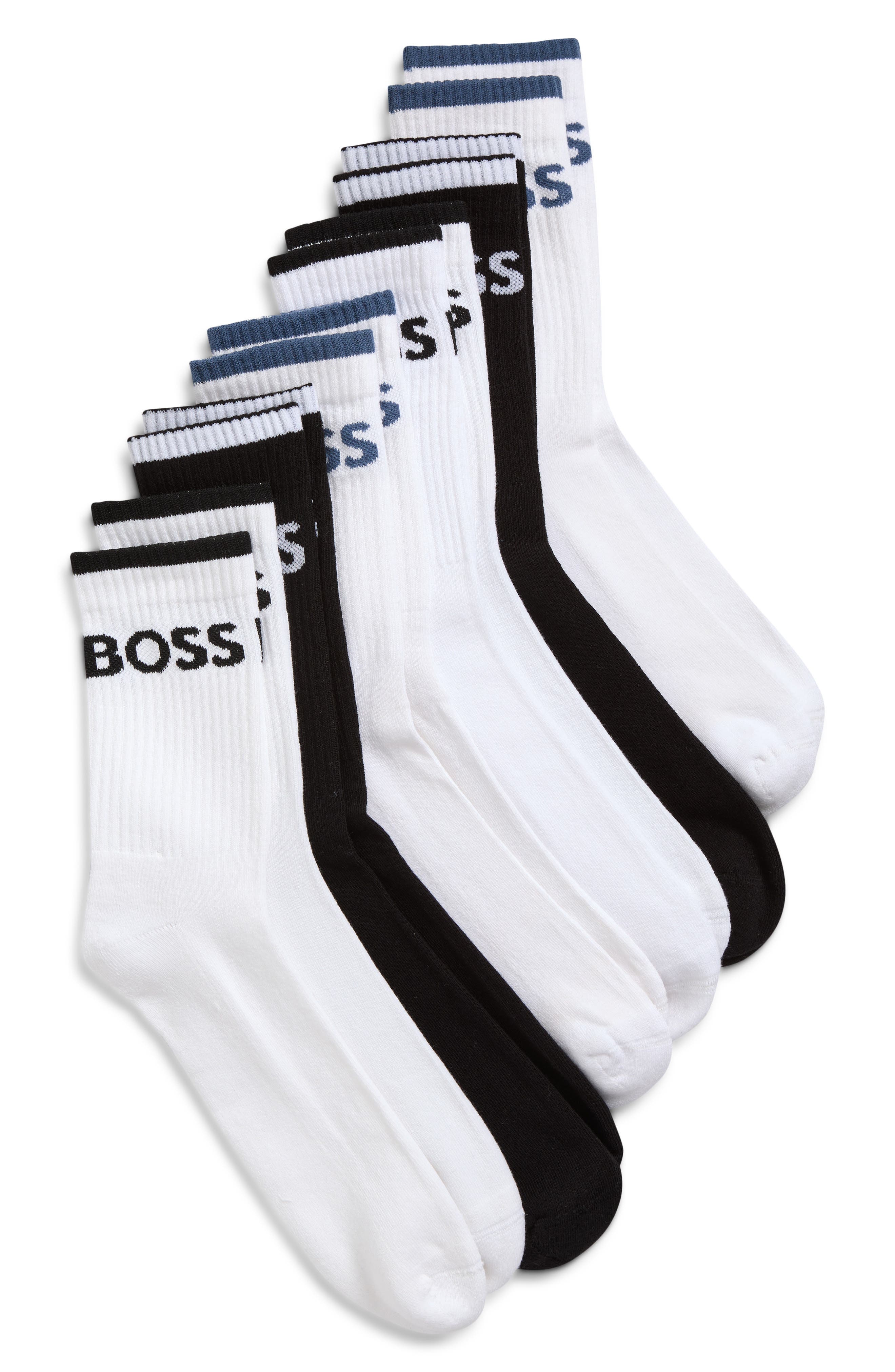 BOSS Assorted 6-Pack Stretch Quarter Socks