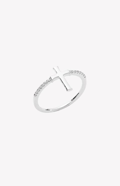 Luminous Cross Pavé Ring