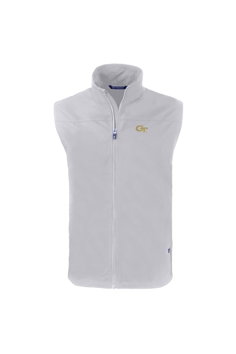 Men's Cutter & Buck  Gray Georgia Tech Yellow Jackets Big & Tall Charter Eco Full-Zip Vest, Alternate, color, Gray