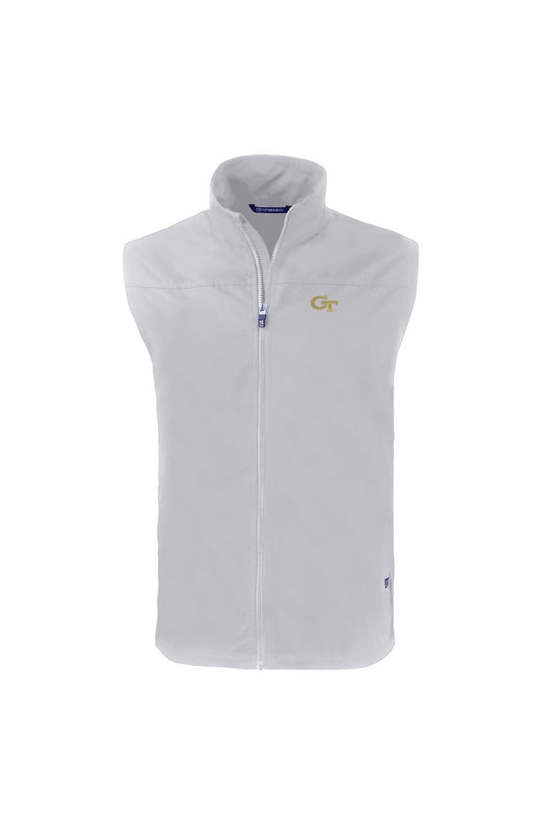 Cutter & Buck Men's Cutter & Buck  Gray Georgia Tech Yellow Jackets Big & Tall Charter Eco Full-Zip Vest, Alternate, color, 