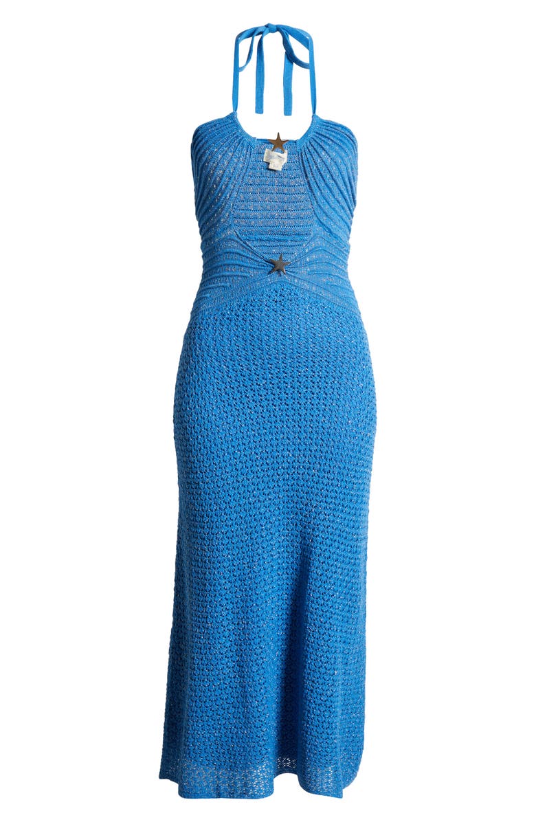 Capittana Zully Metallic Cutout Cover-Up Dress, Alternate, color, Blue