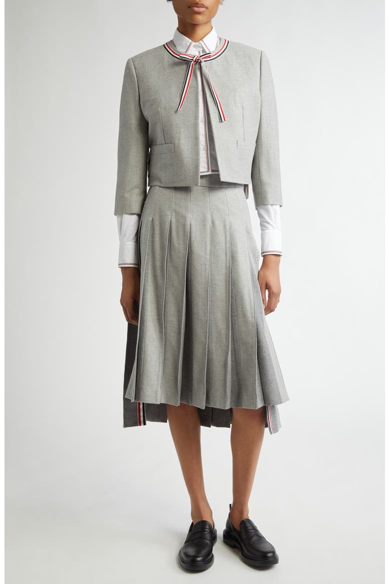 Bow Neck Wool Jacket, Alternate, color, LIGHT GREY
