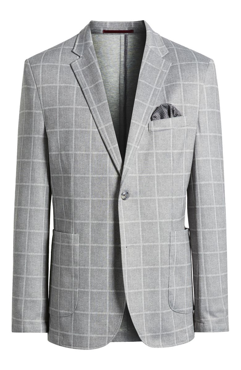 Johnston & Murphy XC Flex<sup>®</sup> Heathered Windowpane Check Knit Sport Coat, Alternate, color, Gray