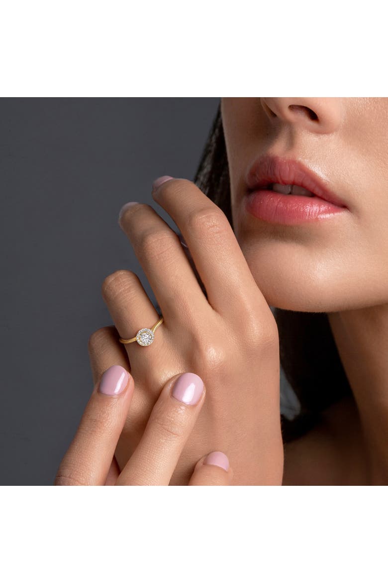 Lab-Grown Diamond Halo Engagement Ring 14k, Alternate, color, Yellow Gold