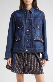 Sacai Mixed Media Denim & Tweed Trucker Jacket