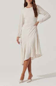 ASTR the Label Long Sleeve Asymmetric Hem Midi Dress