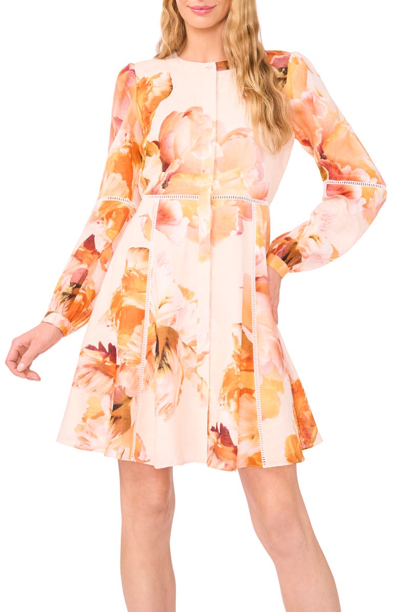 Ted Baker Floral Print Balloon Sleeve Minidress, Alternate, color, 