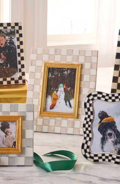 Mackenzie-childs Mackenzie Childs Mocha Check Enameled Steel 4 X 6-inch Picture Frame In Brown