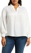 Vince Camuto Split Neck Balloon Sleeve Top