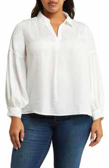 Vince Camuto Split Neck Balloon Sleeve Top