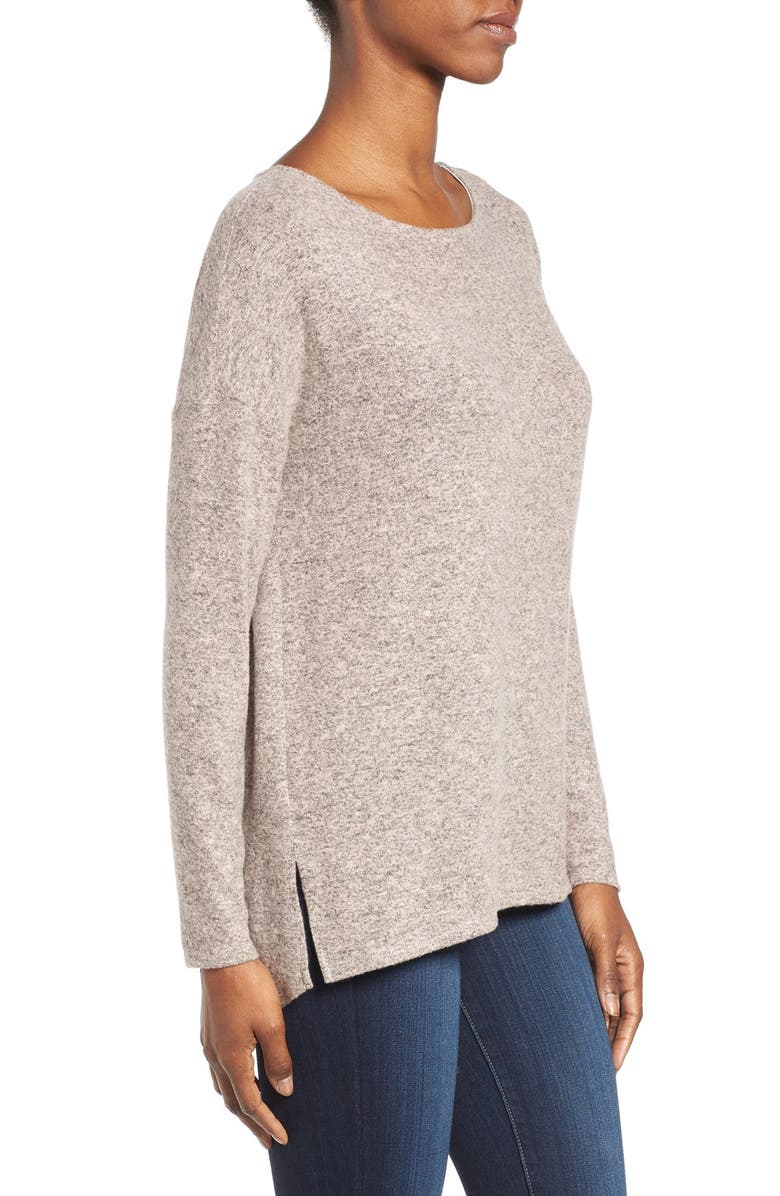 GIBSONLOOK Gibson Cozy Ballet Neck High/Low Pullover, Alternate, color, Heather Pink Smoke
