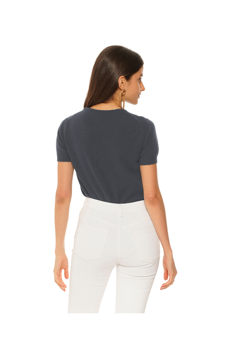 Monticelli Cashmere Pure Cashmere Featherlight Knit Tee, Alternate, color, Charcoal