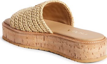 【PRADA】ラフィアスライド Prada Raffia Single-Band Platform Slides | Neiman Marcus