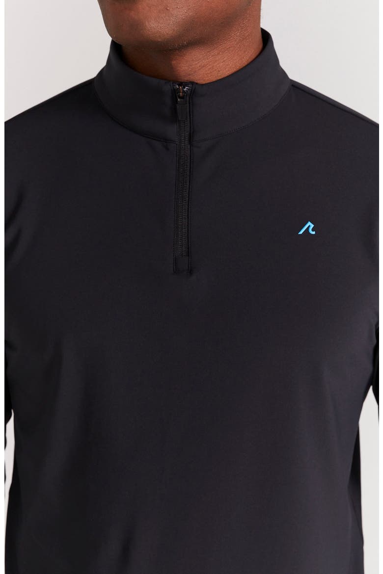 Hayden Contrast Cuff Quarter-Zip Pullover, Alternate, color, BLACK