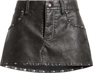 Free People Lainey Studded Faux Leather Miniskirt