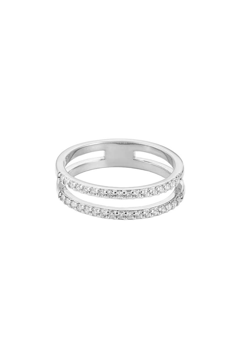 Cubic Zirconia Double Band Ring, Main, color, SILVER