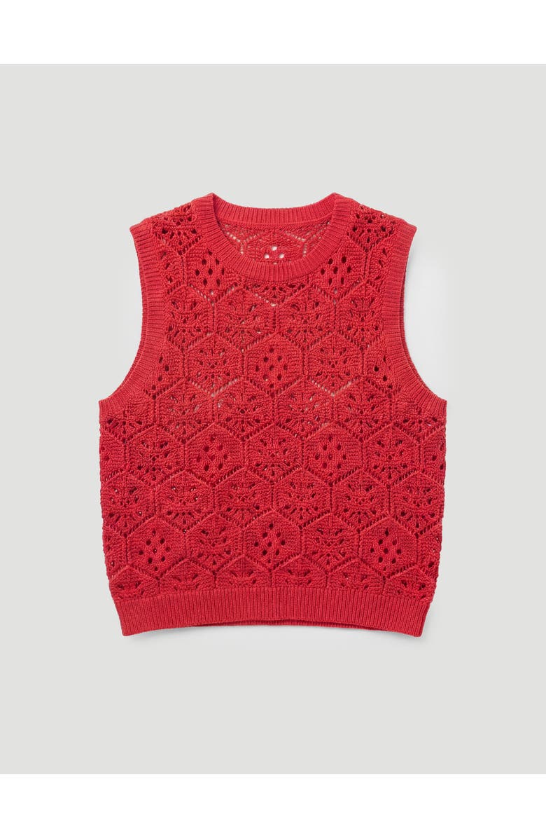 Hush Crochet Cotton Sleeveless Vest, Alternate, color, Watermelon Red