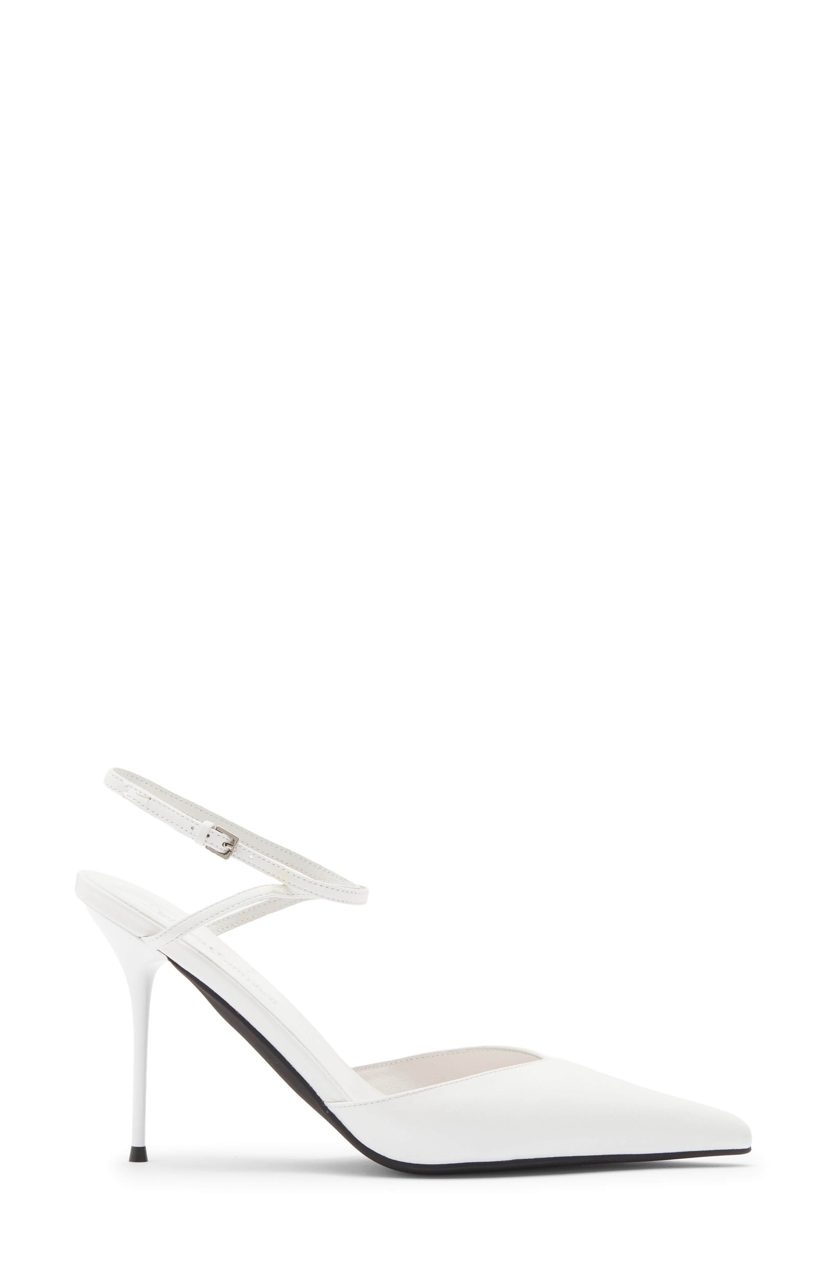 Bordeaux Ankle Strap Pointed Toe Pump, Alternate, color, WHITE