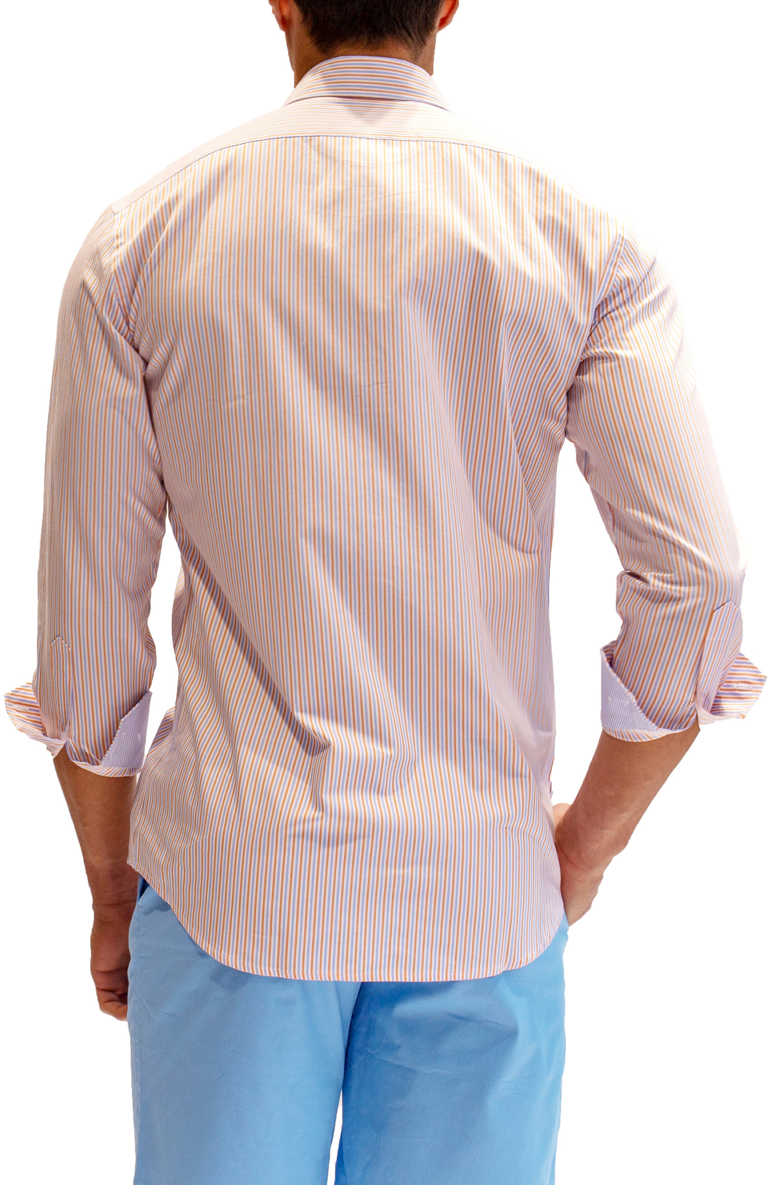 Heritage Stripe Print Long Sleeve Cotton Button-Down Shirt - image 2