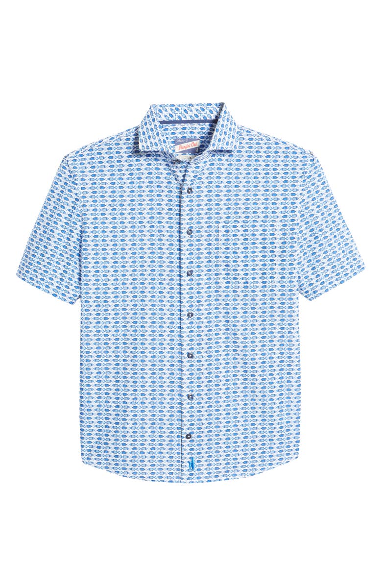 johnnie-O Hangin' Out Arie Fish Print Short Sleeve Button-Up Shirt, Alternate, color, 