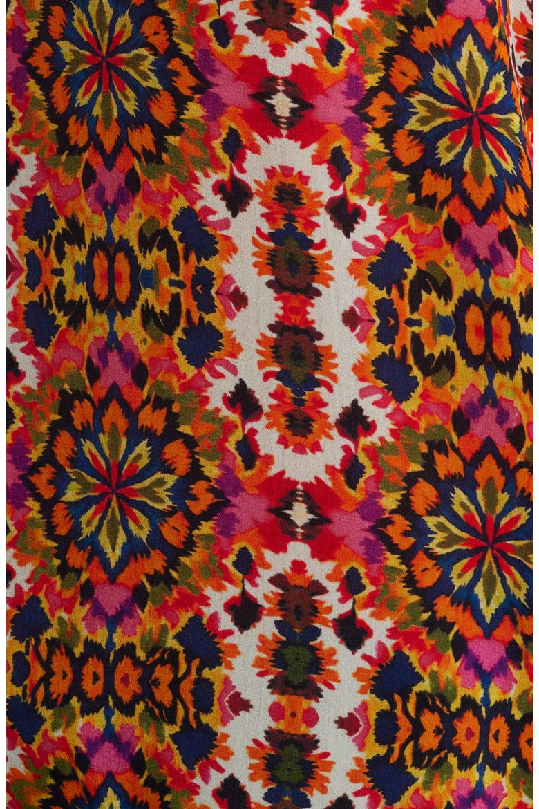 Batik Print Split Neck Top, Alternate, color, RED MULTI