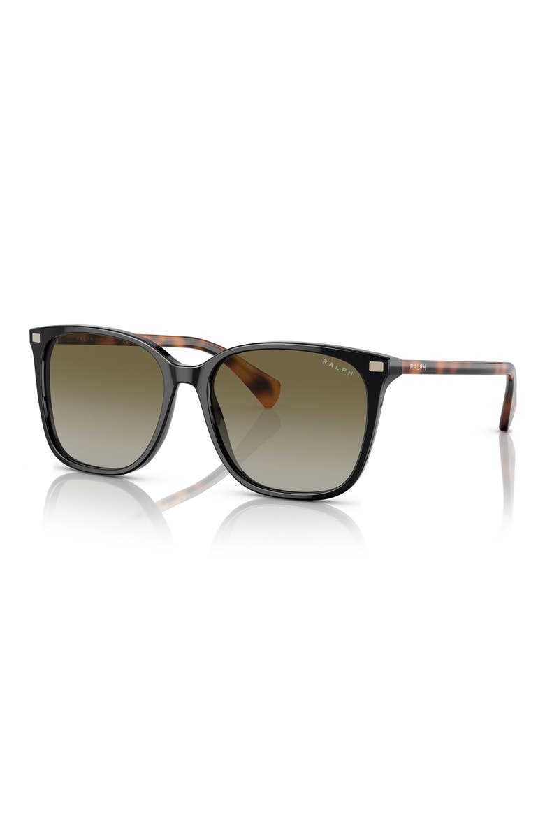 56mm Gradient Square Sunglasses, Alternate, color, SHINY BLACK / GRADIENT GREEN