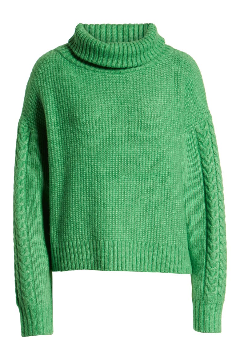 Cozy Textured Turtleneck (Nordstrom Exclusive), Alternate, color, GREEN ENERGY