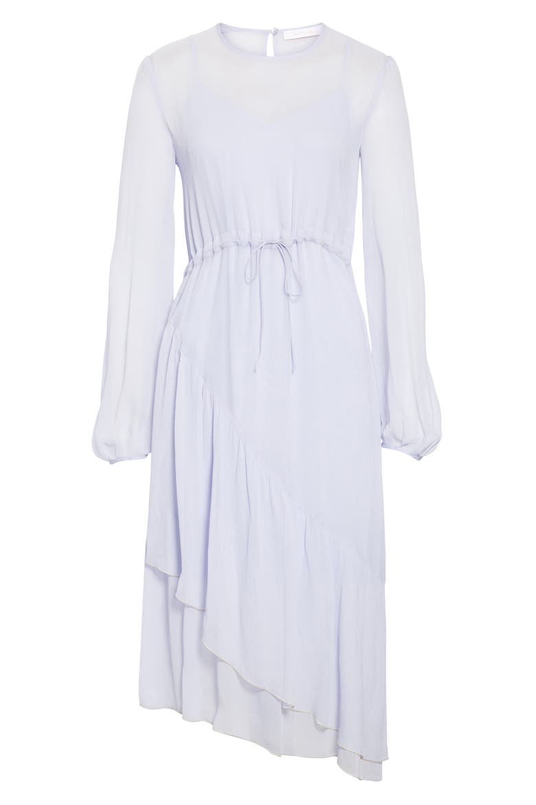 Asymmetrical Silk Midi Dress, Alternate, color, SOFTY LILAC