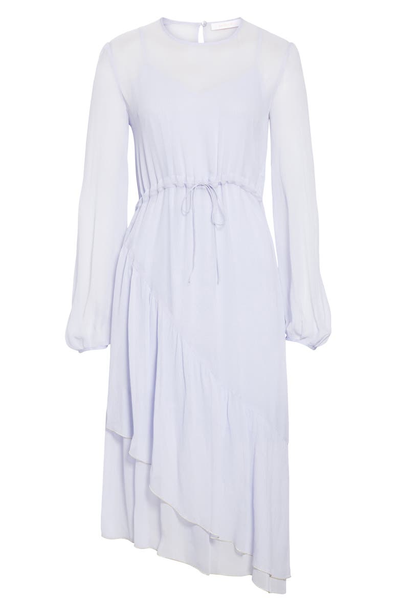 See by Chloé Asymmetrical Silk Midi Dress, Alternate, color, 