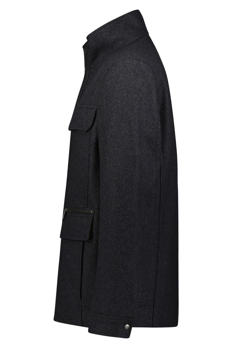 Melton Wool Blend Field Coat, Alternate, color, CHARCOAL