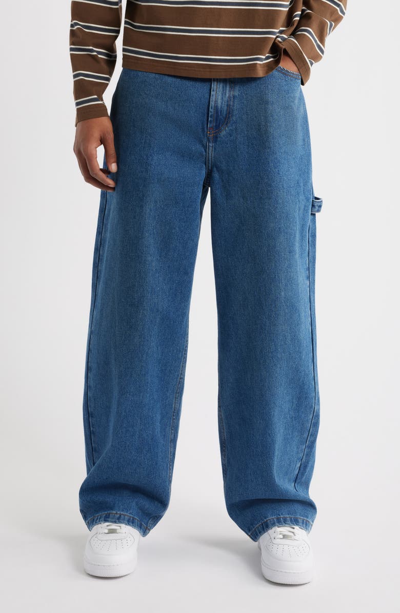 Elwood Wood Shop Baggy Wide Leg Carpenter Jeans, Main, color, Blue Medium
