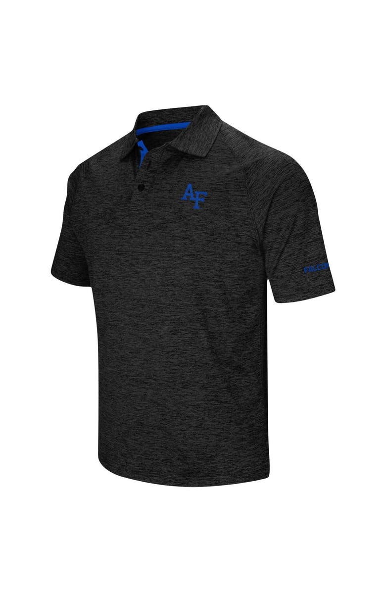 COLOSSEUM Men's Colosseum Heathered Black Air Force Falcons Down Swing Raglan Polo, Alternate, color,