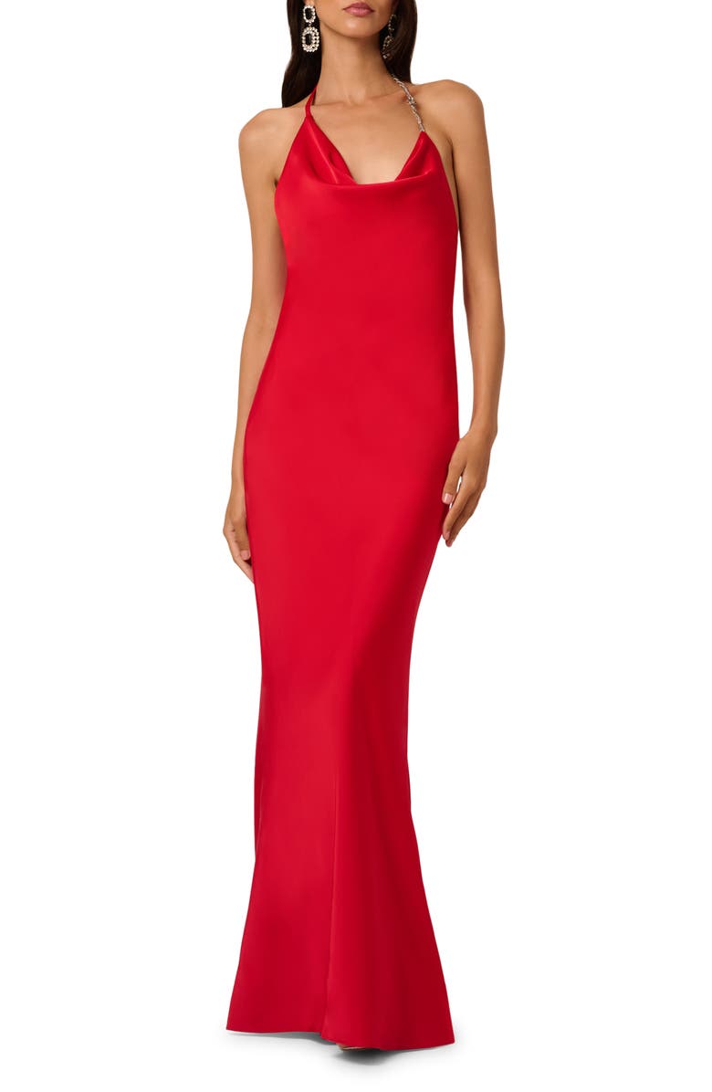 LIV FOSTER Sofia Rhinestone Strap Column Gown, Main, color, 
