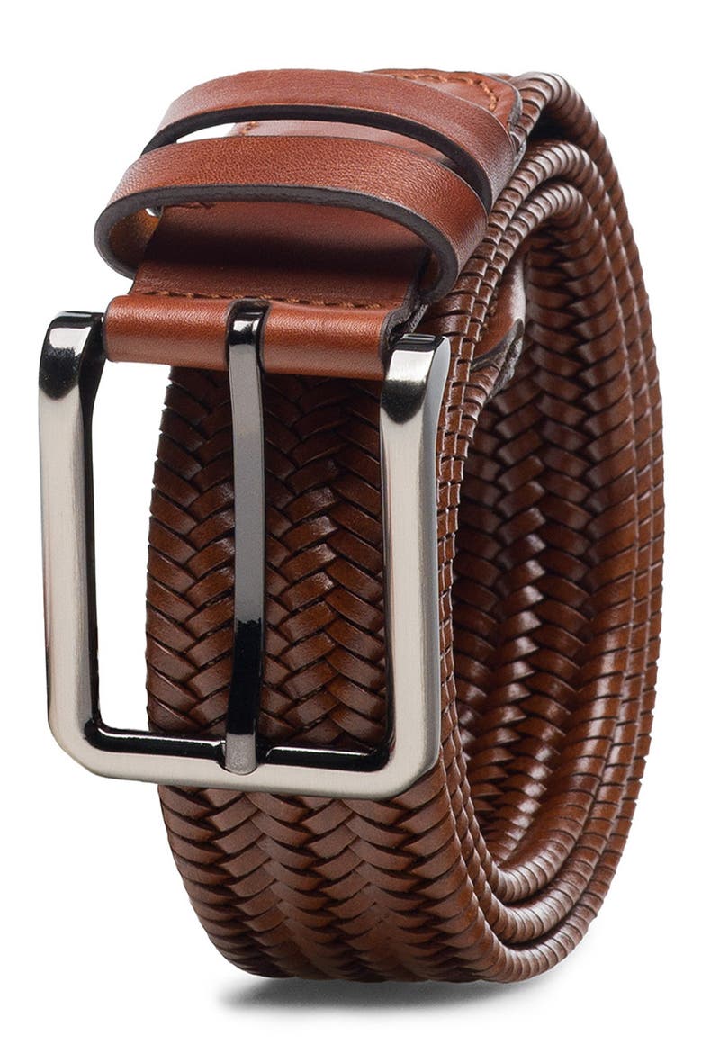 Astoria Woven Leather Belt, Main, color, CUERO