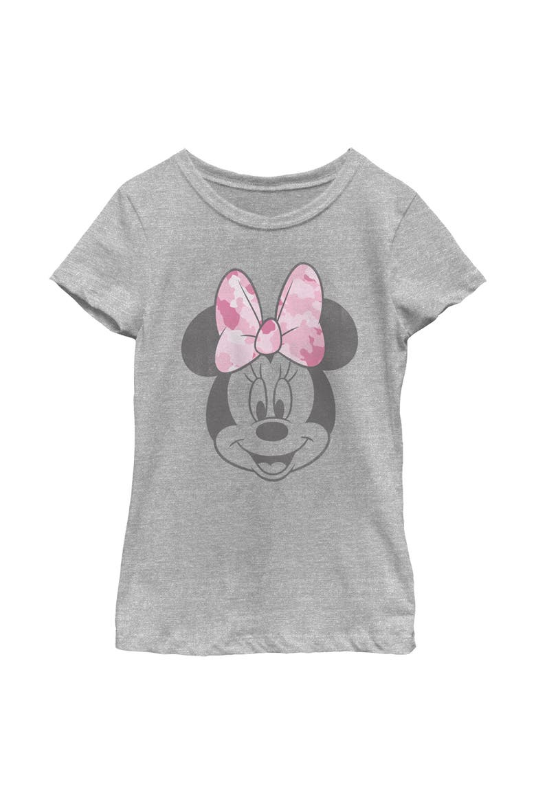 Girl's Minnie Mouse Camouflage Girl Bow  Graphic T-Shirt, Main, color, Athletic Heather