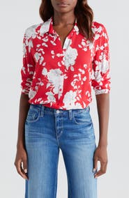 L'AGENCE Holly Floral Print Button-Up Shirt