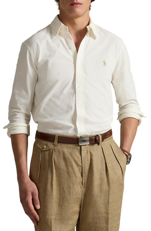 Featherweight Stretch Cotton Mesh Button-Up Shirt