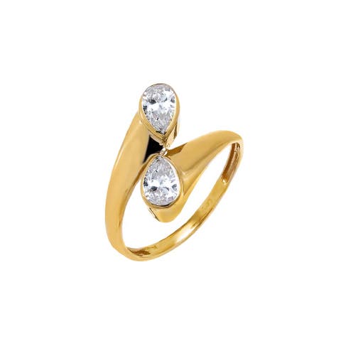Lab Grown Diamond Double Pear Criss Cross Ring 14K