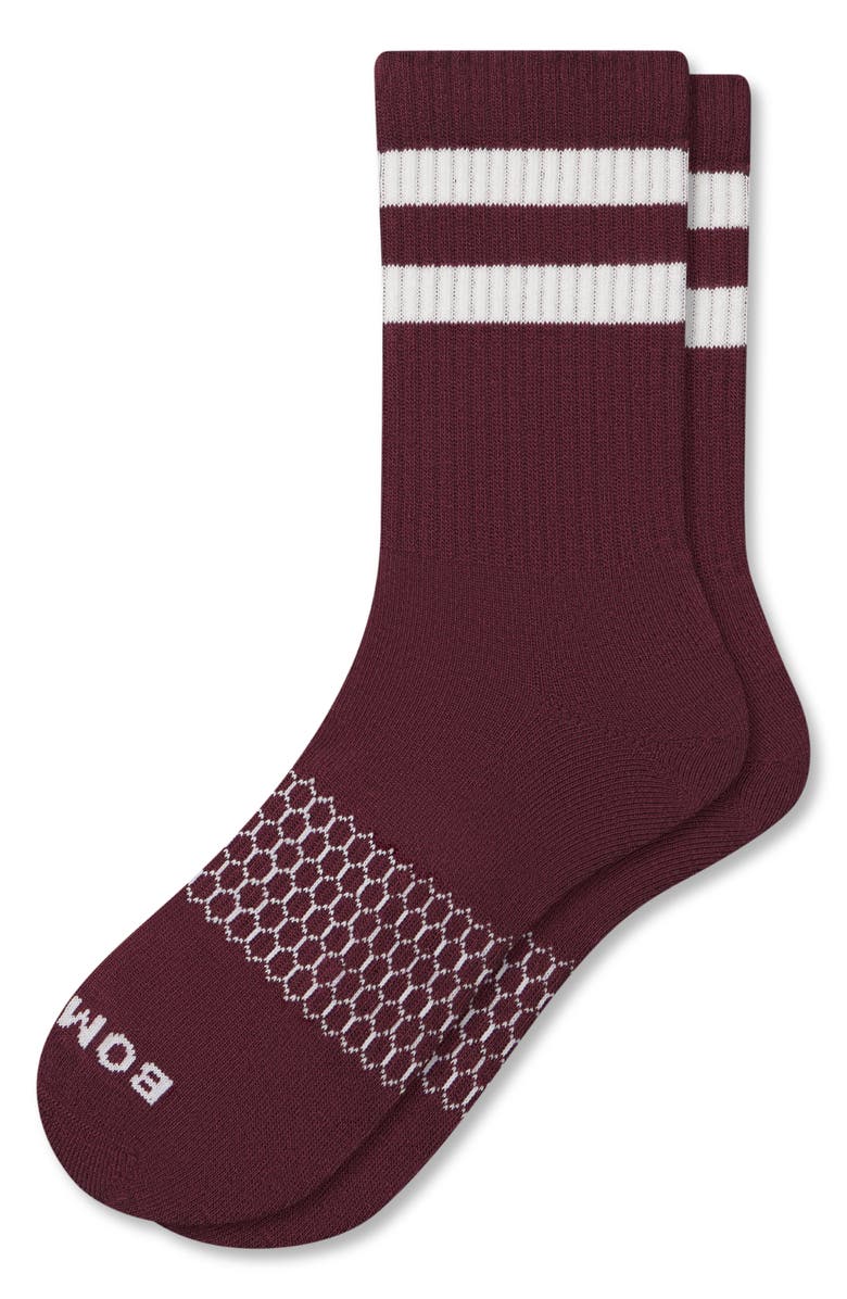 Bombas Vintage Stripes Crew Socks, Main, color, Port/ Soft White