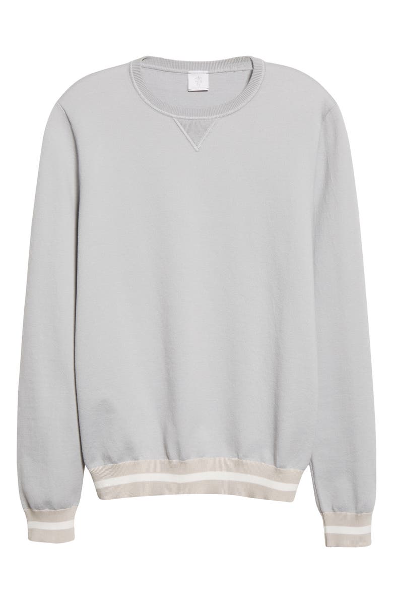 Eleventy Sea Island Cotton Crewneck Sweater, Alternate, color, Light Blue - Sand - White