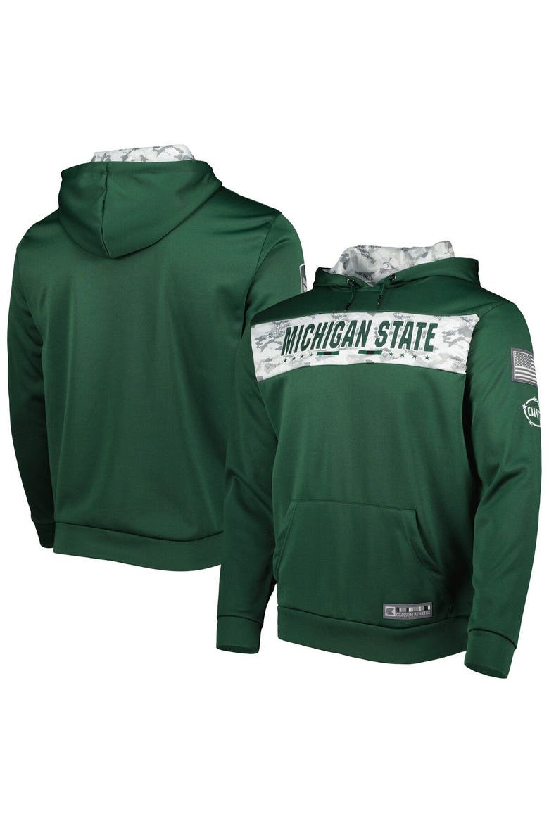 Men's Colosseum Green Michigan State Spartans OHT Military Appreciation Team Color Pullover Hoodie, Main, color, Green