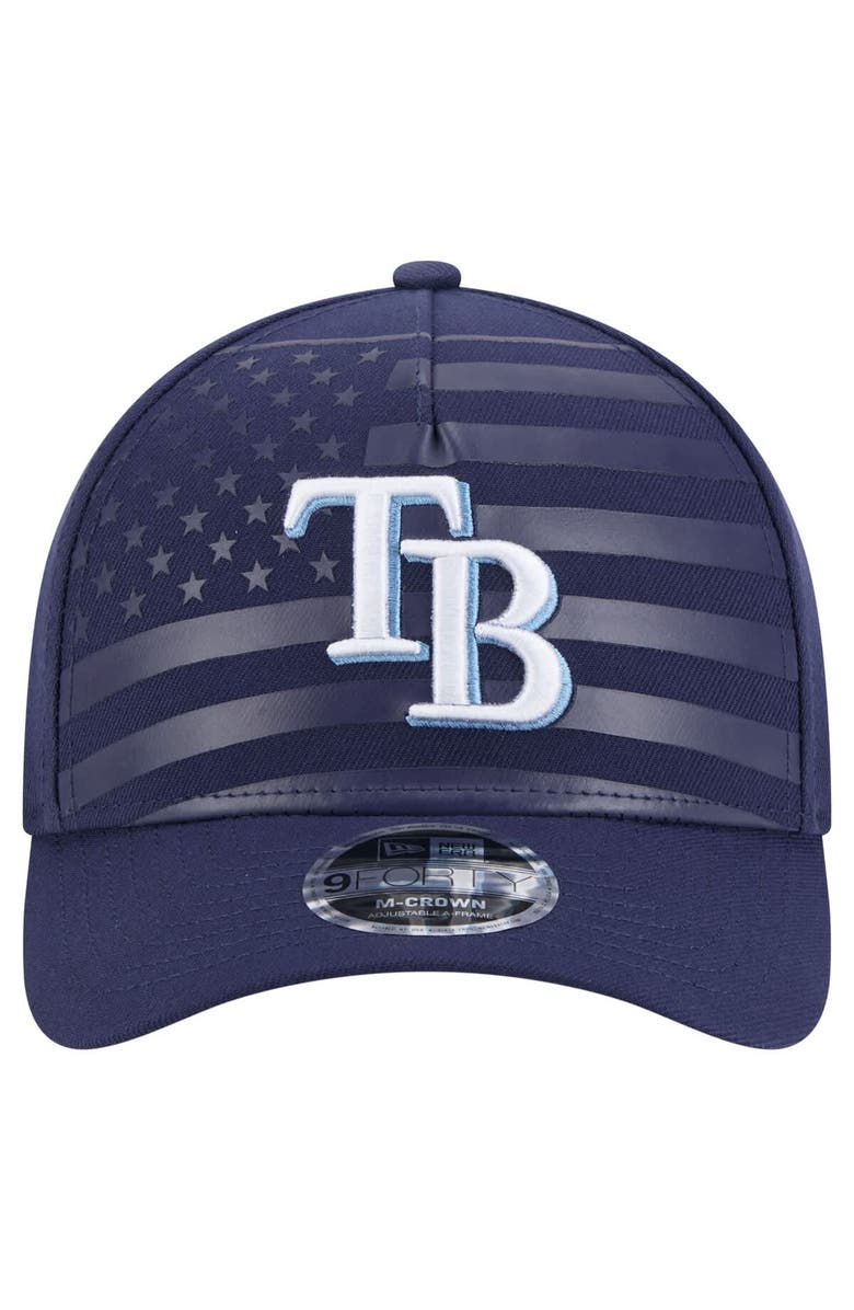 New Era Men's New Era Navy Tampa Bay Rays American Flag 9FORTY M-Crown A-Frame Adjustable Hat, Alternate, color, Navy