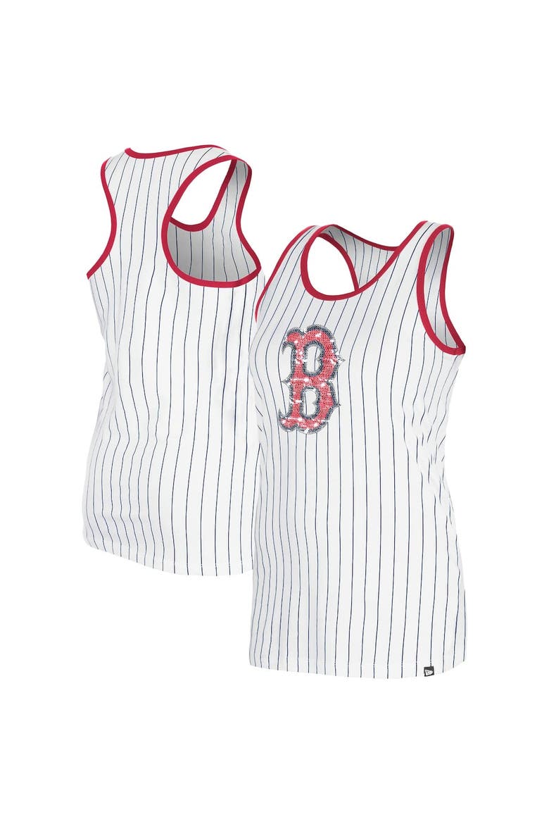 Women's New Era White Boston Red Sox Gameday Pinstripe Tank Top, Alternate, color, White