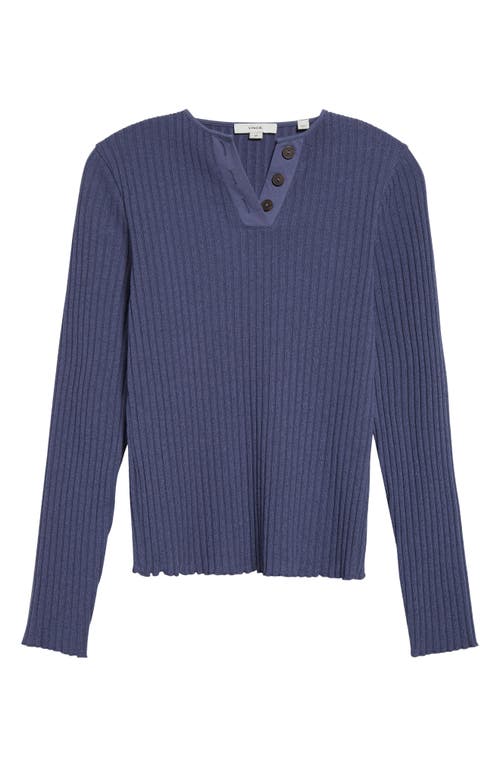 Vince Cotton Blend Rib Henley Sweater
