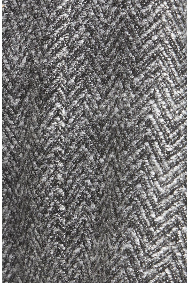 Chevron Twill Double Breasted Skirted Coat, Alternate, color, GREY/ BLACK
