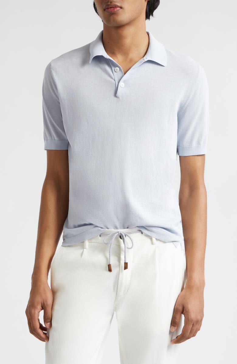 Eleventy Cotton Polo, Main, color, Denim