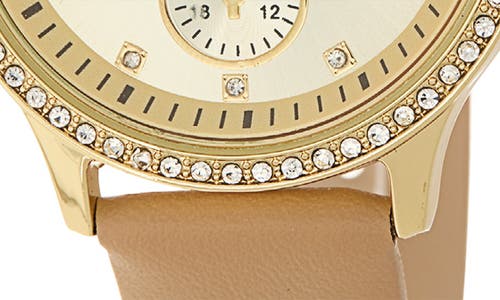 American Exchange Crystal Chronograph Faux Leather Strap Watch & Assorted Bracelets Set, 38mm In Sand