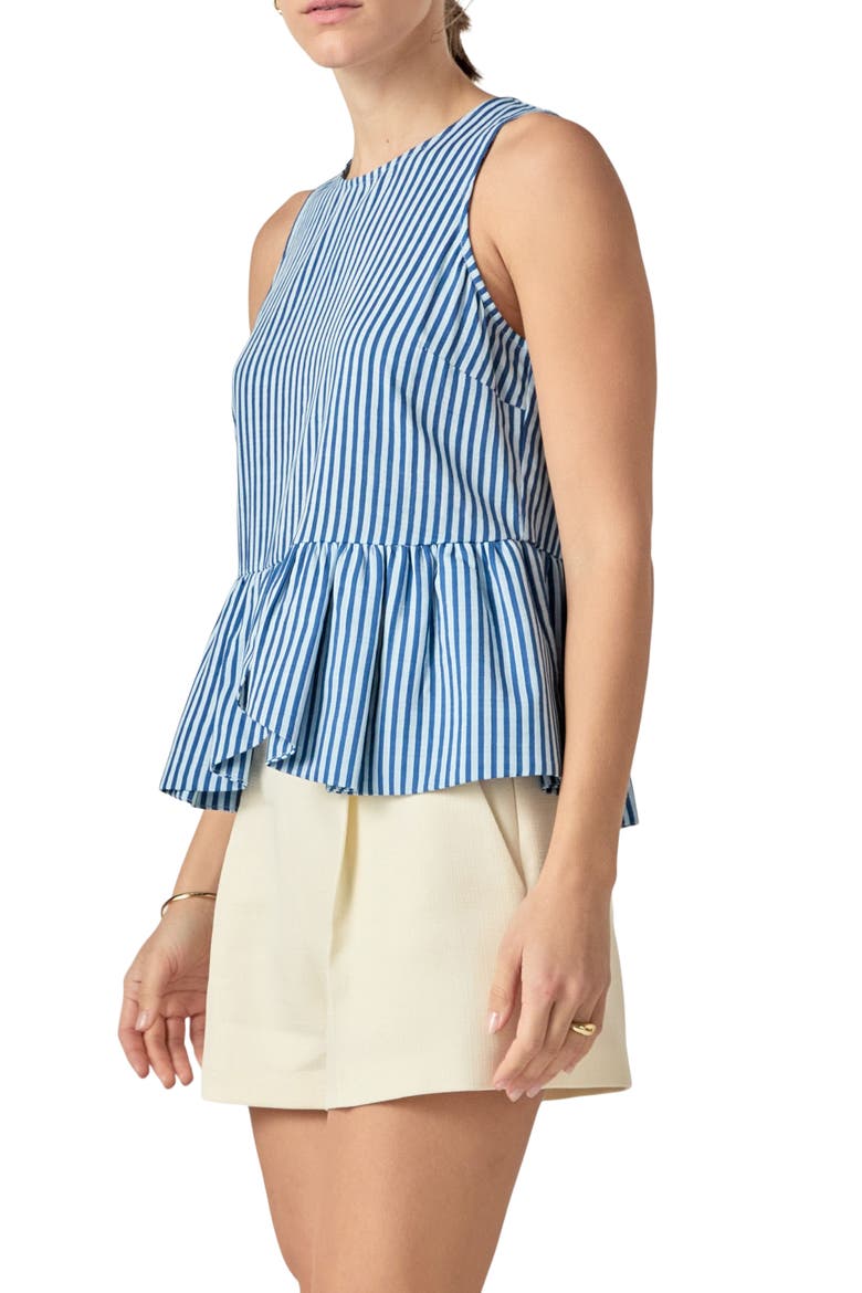 Stripe Sleeveless Peplum Top, Alternate, color, BLUE
