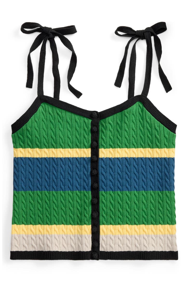 Stripe Cotton Blend Cable Sweater Camisole, Alternate, color, POLO BLACK MULTI